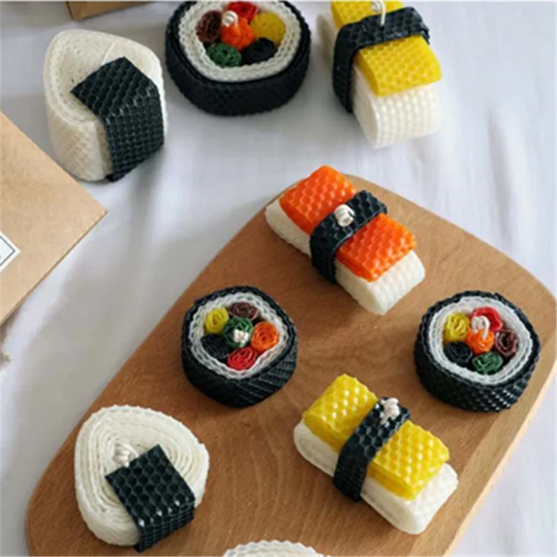 

Sushi Rice Onigiri Hand Roll Aromatherapy Candles Natural Beeswax Cute Creative Birthday Gift Home Shooting Props Ornaments
