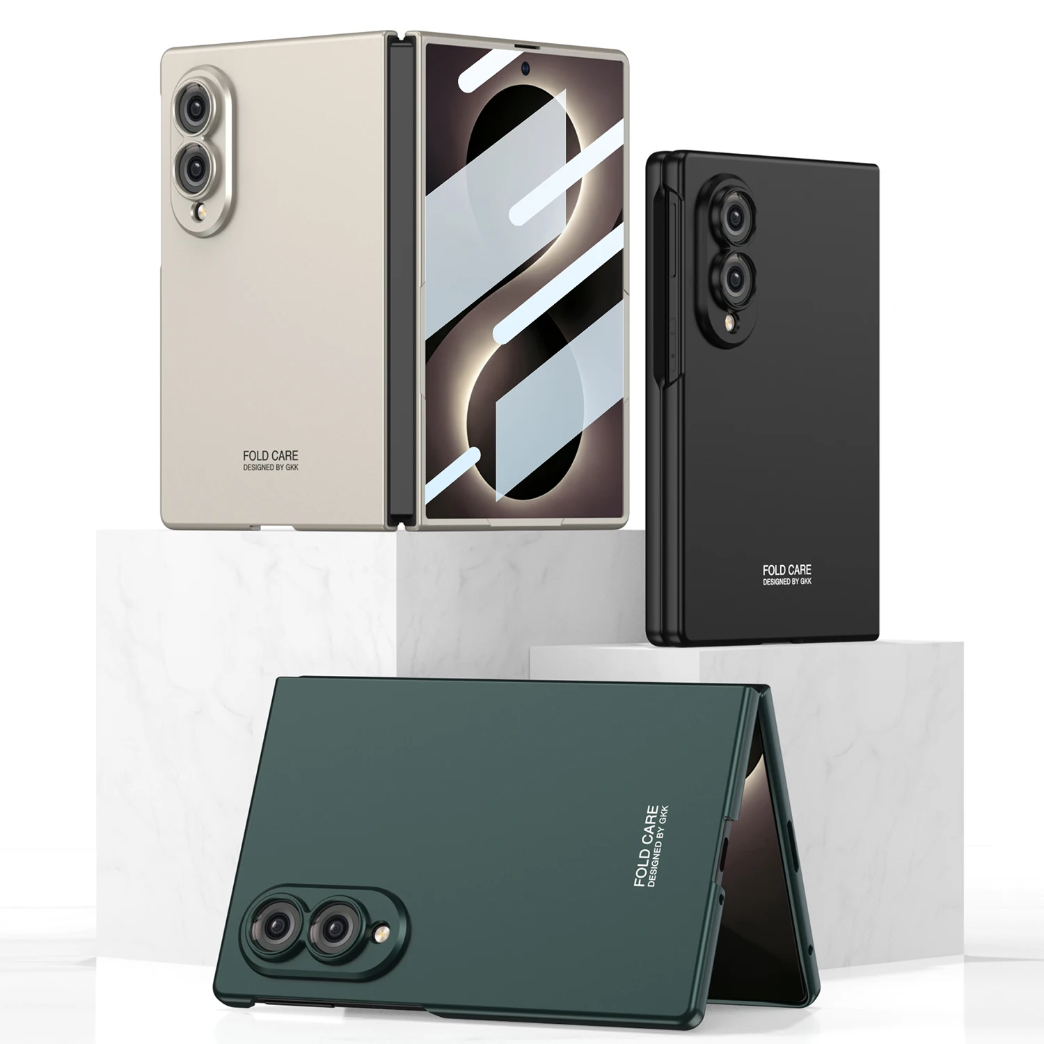 Фото Чехол для Samsung Galaxy Z Fold 8 с эффектом металлического покрытия, широкий защитный чехол с передней пленкой, задняя крышка для мобильного телефона с эффектом металла. №1