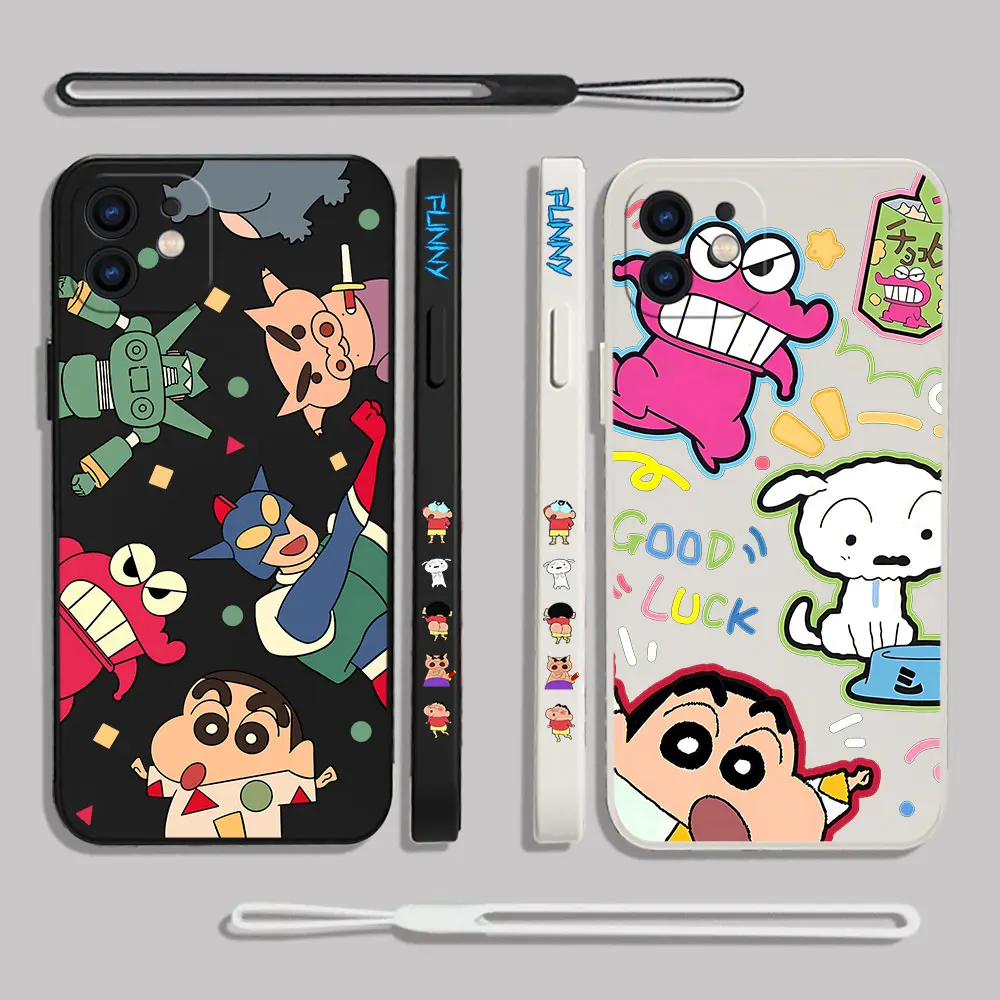 

New Crayons Shinchans Phone Case For Xiaomi Redmi Note 12 11 11T 10 10S 9 Pro Plus 10C 9A 9C 9T K40 K50 K60 5G With Hand Strap