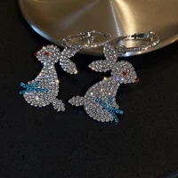 cute rabbit rhinestone drop earrings for women girl geometric crystal dangle earrings jewelry gifts