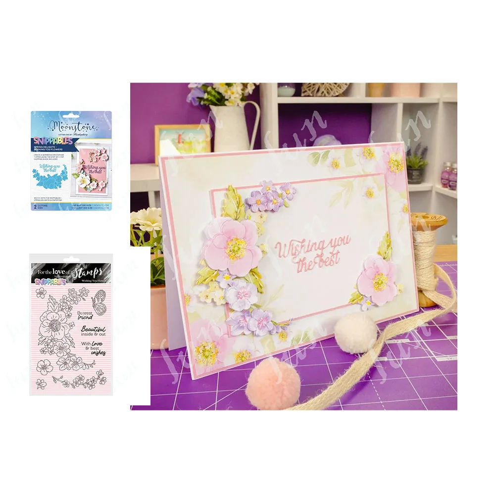 

Arrival New Paper Card Coloring Sping Craft Metal Cutting Dies Wishing You Flowers Stamps Diy Scrapbooking Cut Die Punch Stencil