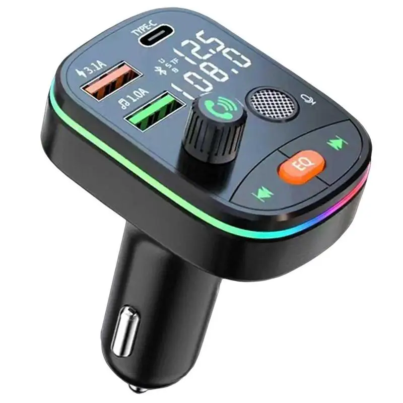 

Car Bluetooths 5.0 FM Transmitter Sumind Wireless Radio Adapter Hands-Free Car Kit With Display QC3.0 And Smart Dual USB Ports