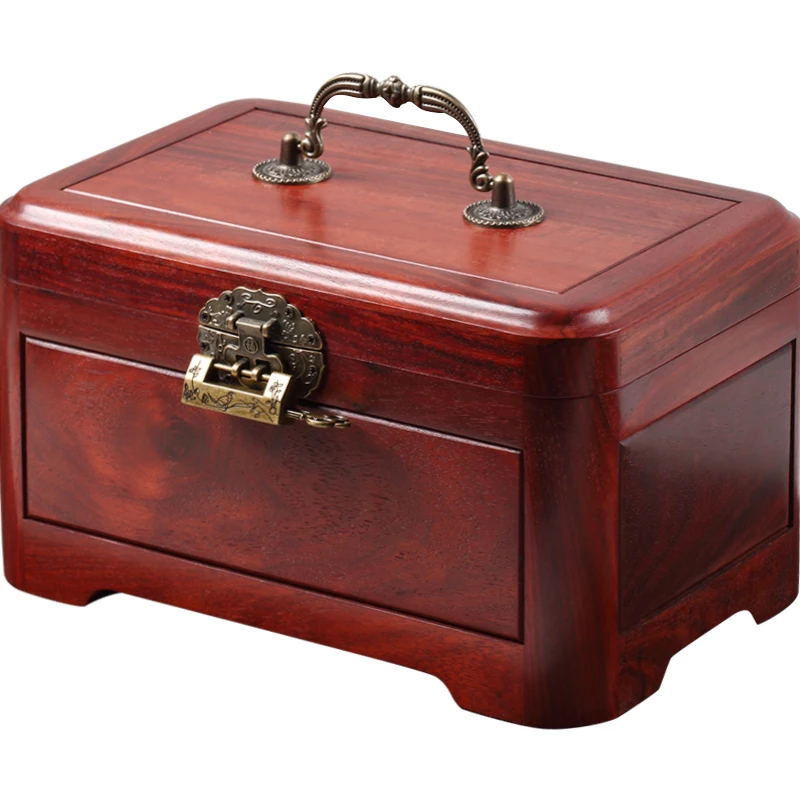 With Lock Luxury Jewelry Boxes Wooden Storage Box Organizer Retro Wedding Display Earrings Necklace Gift