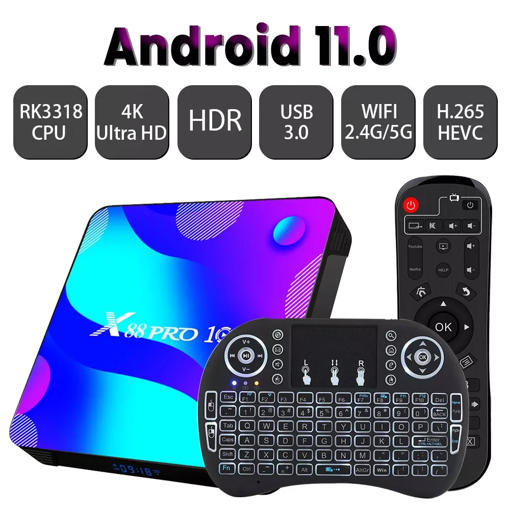 

ТВ-приставка Transpeed X88 на Android 128, 32/64/2,4/ГБ, 4K