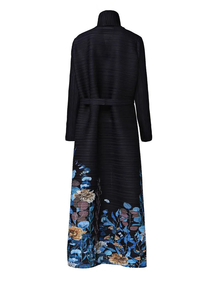 Женский плиссированный тренчкот LANMREM Длинный свободный контрастных цветов с