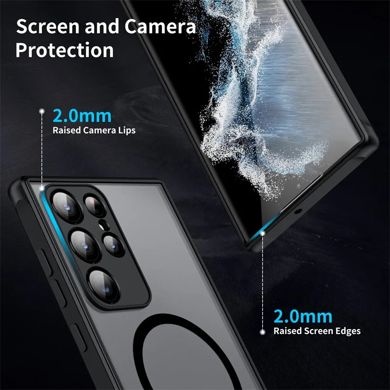 Suitable for Samsung S23 S22 S21 Magnetic Mobile Phone Case A53 A52 A72 A73 Matte Anti-fall Protective Samsung S22 Ultra Case
