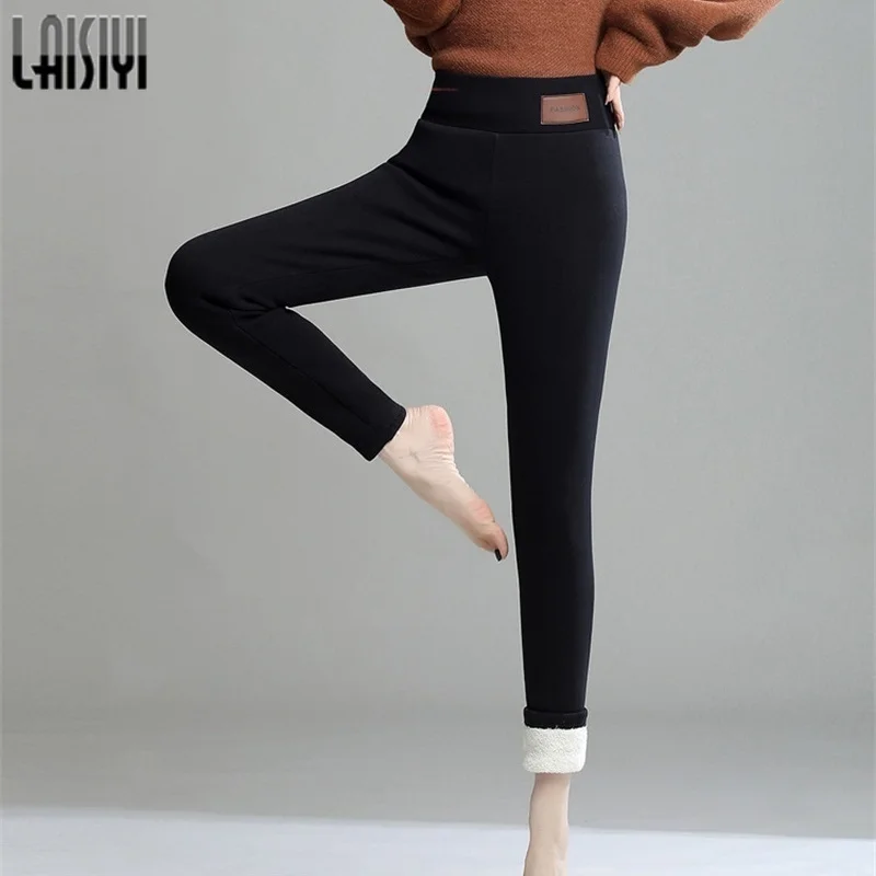 Women Winter Leggings Warm Pants Skinny Thick Velvet Fleece Girl High Waist Pants with Fur Inside Trousers Thermal Clothes