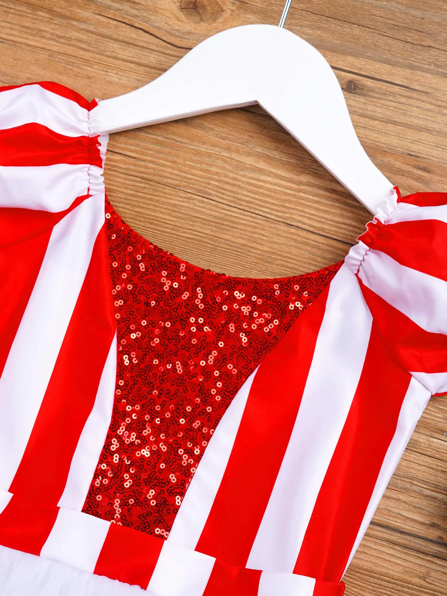 Child Girls Sequins Striped Ballet Tutu Leotard Dress Dancewear Carnival Festival Santa Cosplay CostumeKids Elf Christmas Dress
