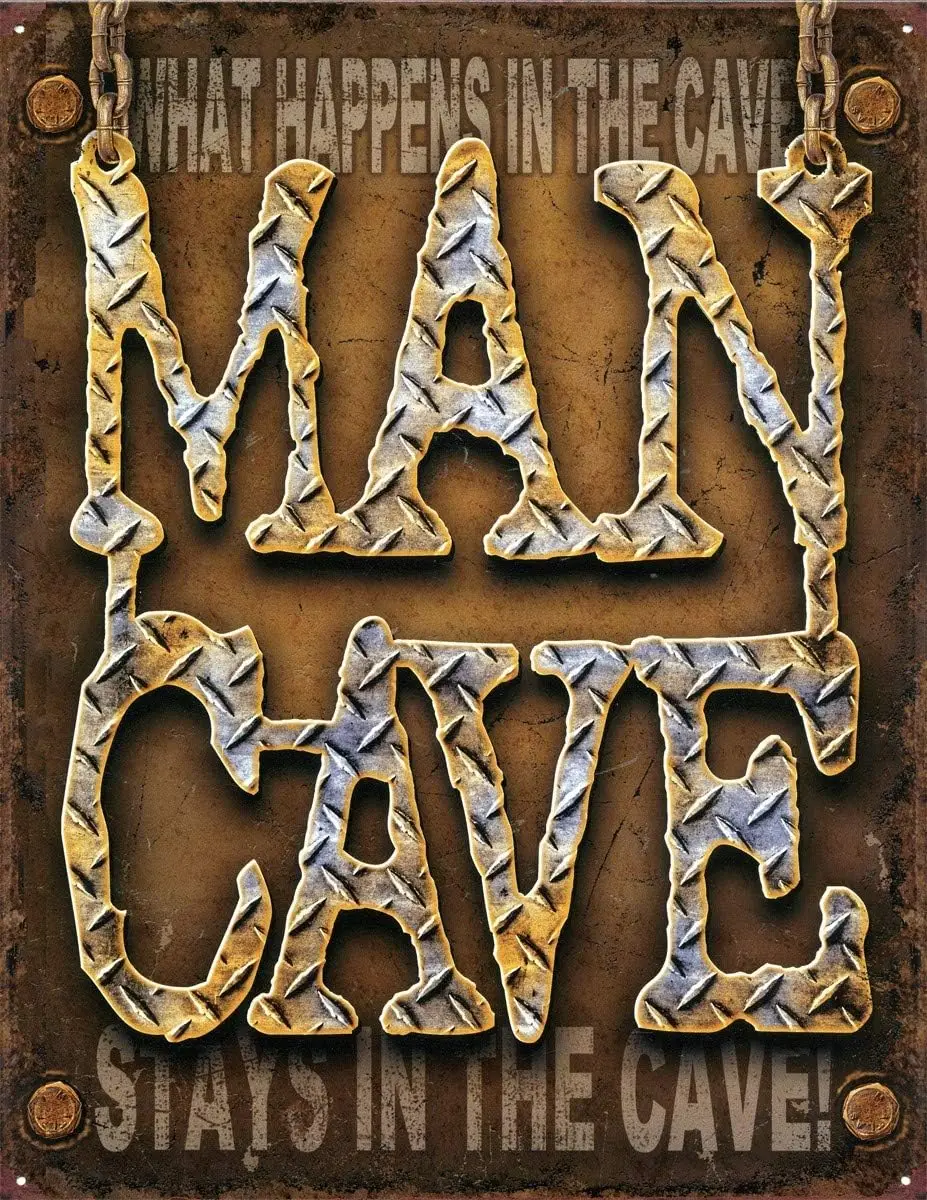 Wsesgn Metal Vntage Sgns What Happens n The Cave Man Tn Sgn ndoor 12 &quotx 16&quot Настенный персонализированный