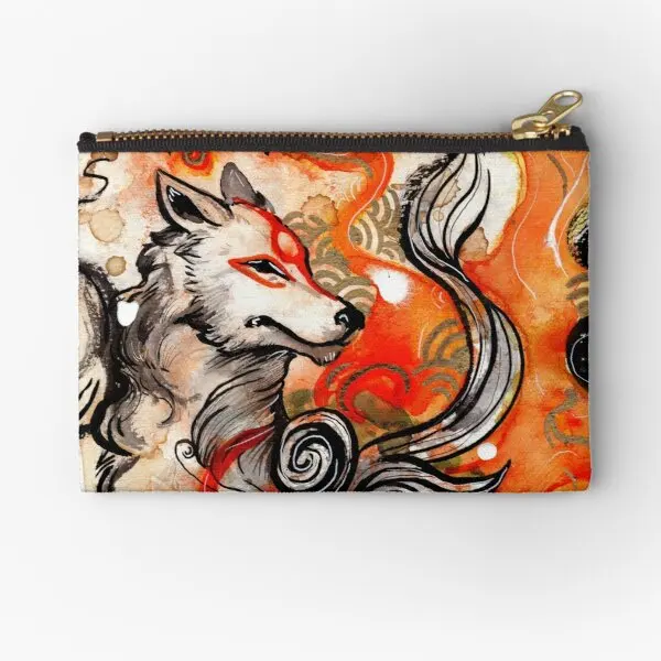 

Okami Amaterasu Zipper Pouches Coin Women Storage Money Packaging Underwear Pocket Bag Wallet Key Pure Cosmetic Men Small