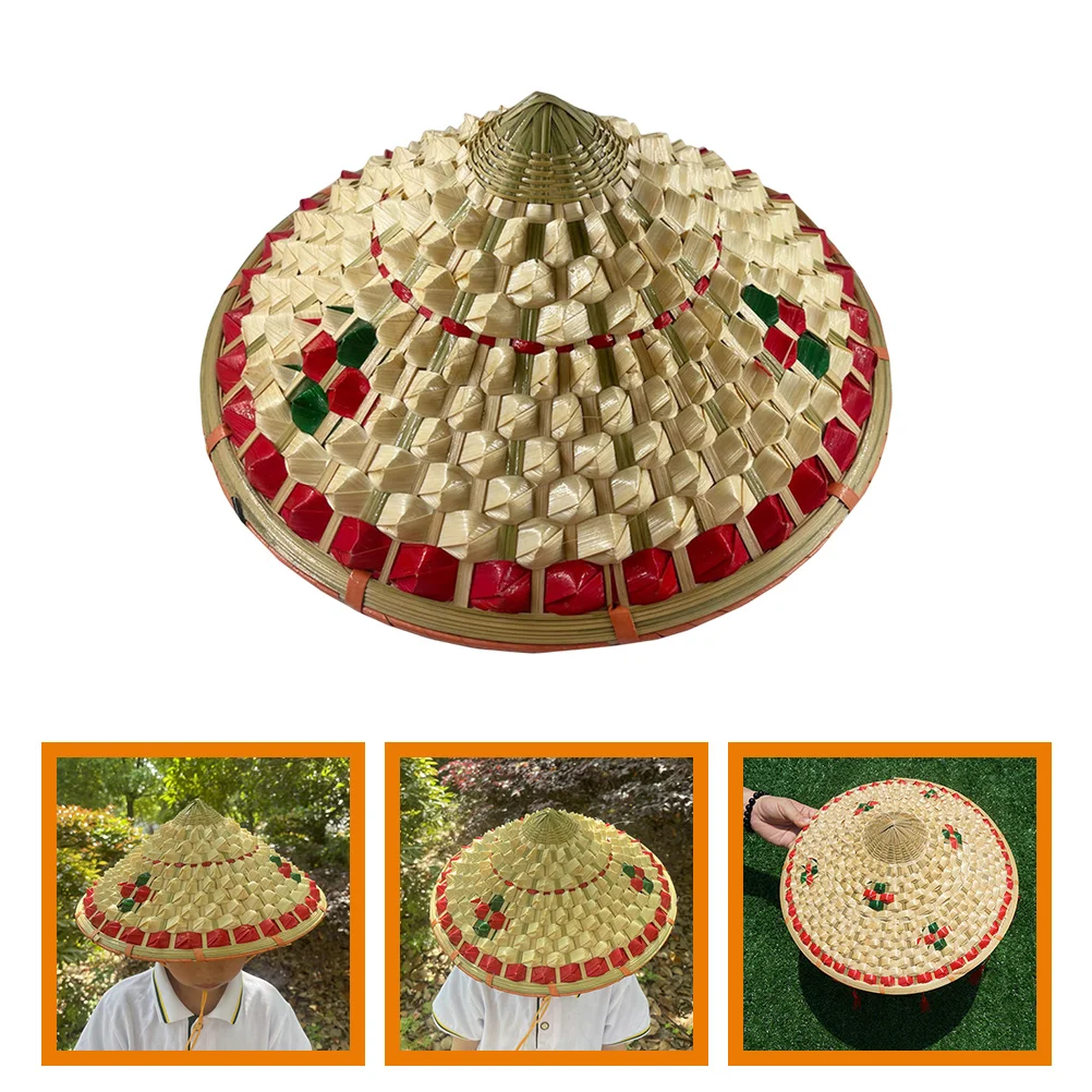 

Conical Bamboo Hat Travel Children Chinese Style Sun Fishing Outdoor Kid Woven Weaving Kids Bonnet