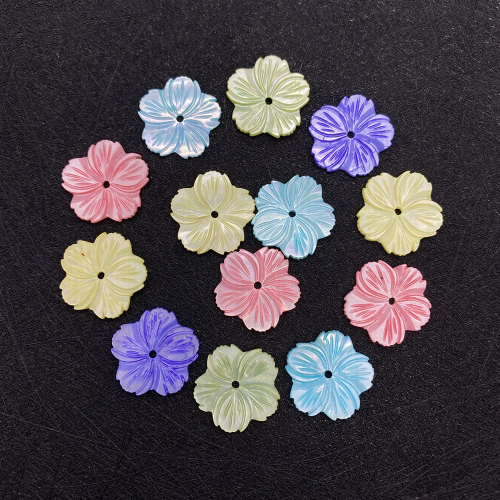 

3pcs/bag Natural Shell Flower Dyeing Freshwater Shell Mother-of-pearl Jewelry Making DIY Necklace Hairpin Earrings Accessories