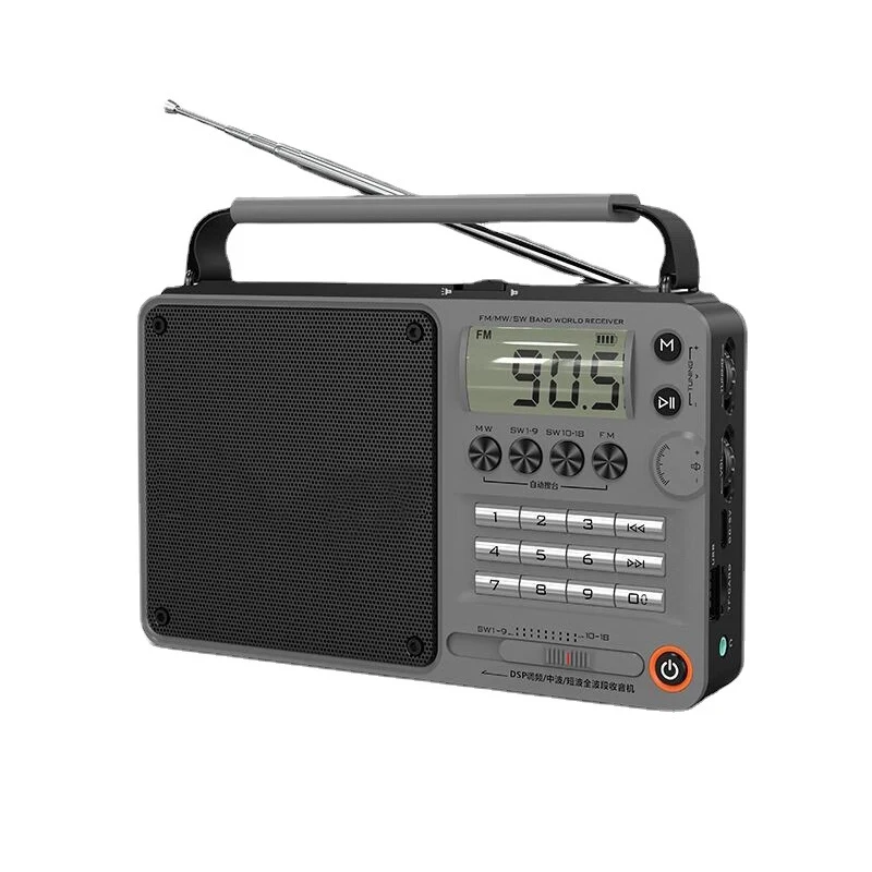 

FM/AM/SW Full Band Radio Bluetooth Digital Retro Radio Hifi Portable U-Disk USB/TF/Mp3 Music Player Speaker Bass LED Flashlight