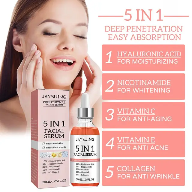 5 In 1 Moisturizing Whitening Anti Wrinkle Aging Hyaluronic Acid Face Serum 4