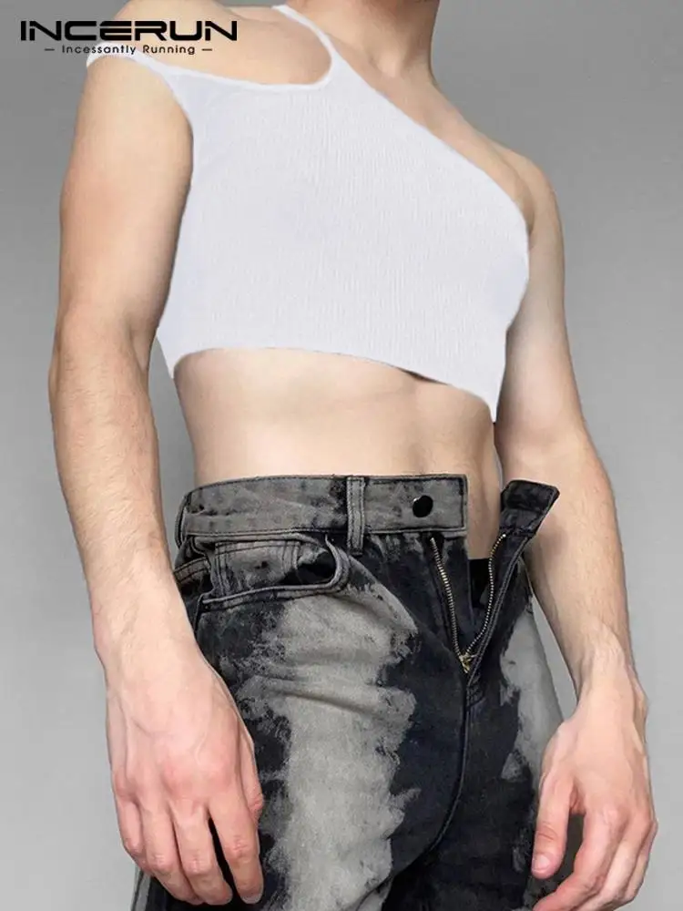 

INCERUN Tops 2022 New Men Fashion Waistcoat Bare-midriff Solid Comfortable Stylish Male Hot Sale Skinny Stretch Tank Tops S-5XL