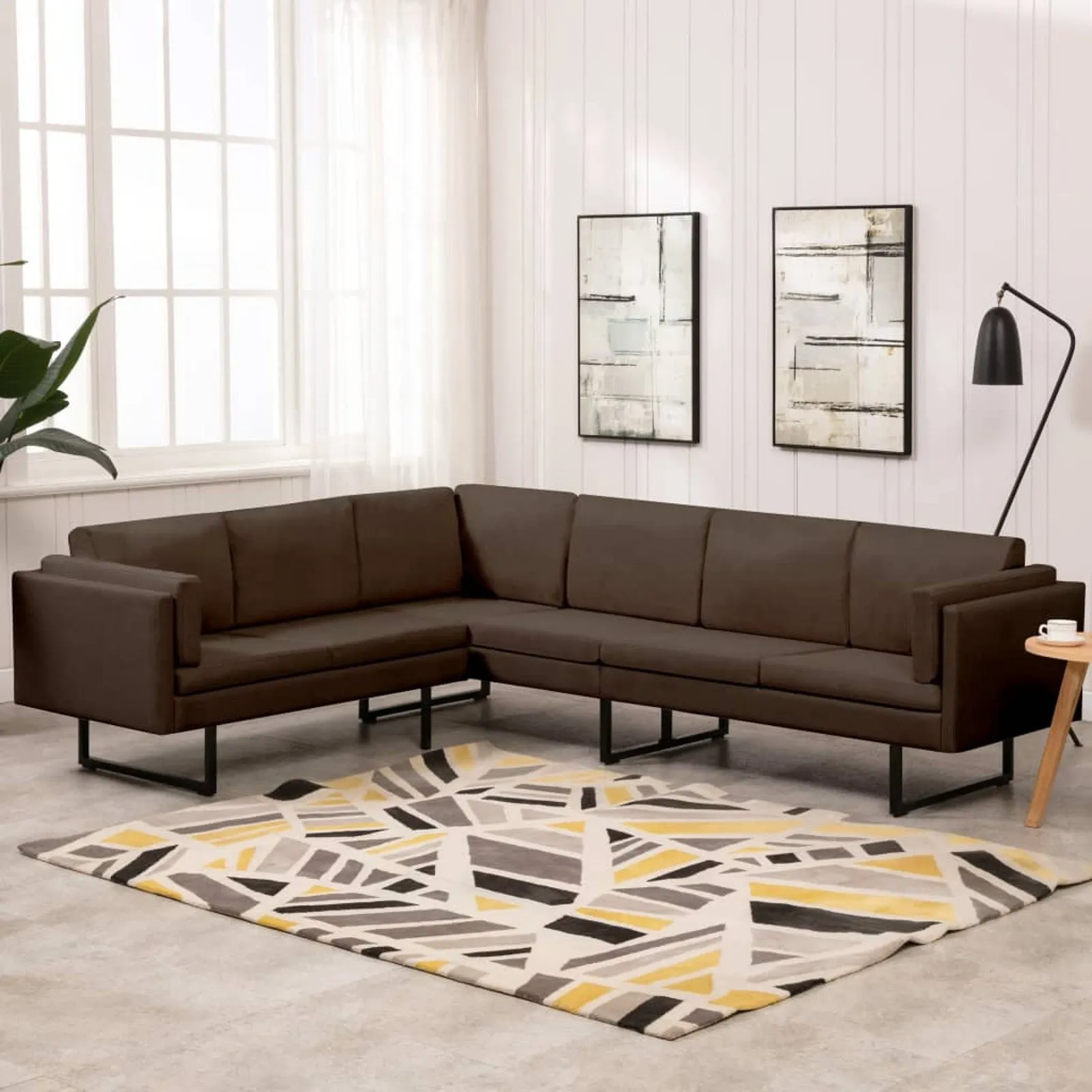 

Corner Sofa Brown Fabric