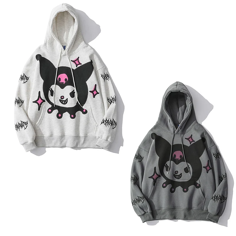 

Cartoon Sanrio Hoodie Sweatshirt Jacket Clothing Cute Kuromi Spring Autumn Print Fashion Long-sleeved Loose Kawaii Women's Tops