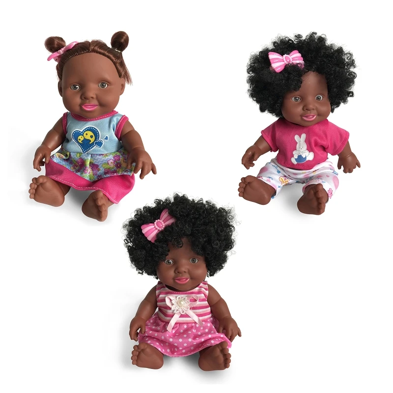 

67JC African Black Doll Infant Novelty Kit Craft Reborn Girl Suitable for Newborn Babies Infant Bed Accompany Supplies