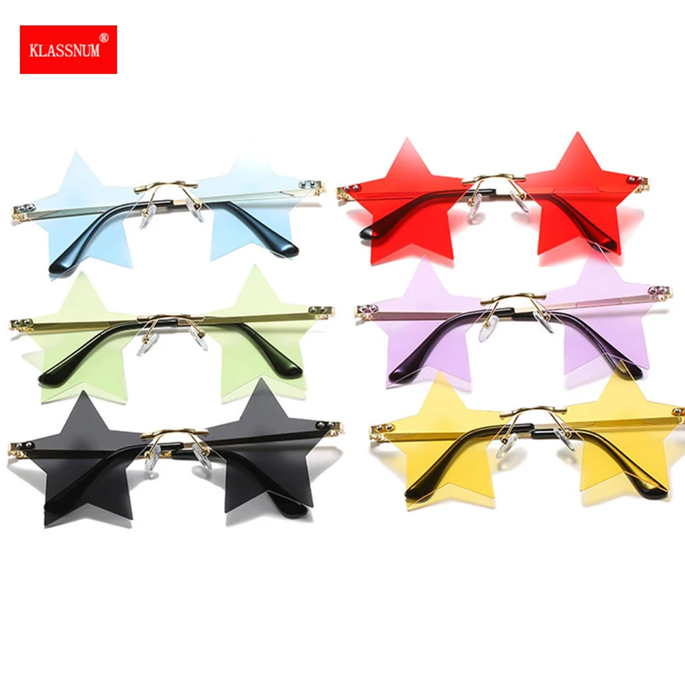 

Декоративные очки 2022, солнцезащитные очки без оправы, модные солнцезащитные очки без оправы в форме звезды, забавные солнцезащитные очки с ...