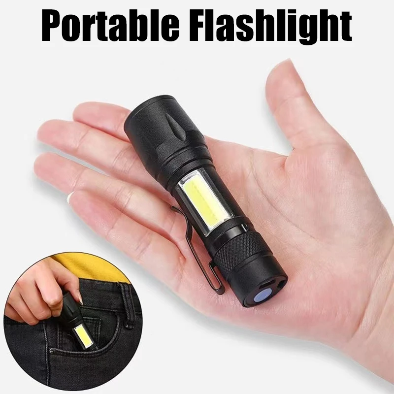 

Portable Flashlight Rechargeable Waterproof Light With COB Side Light Outdoor Camping Lamp High Power Tactical LED Flashlight