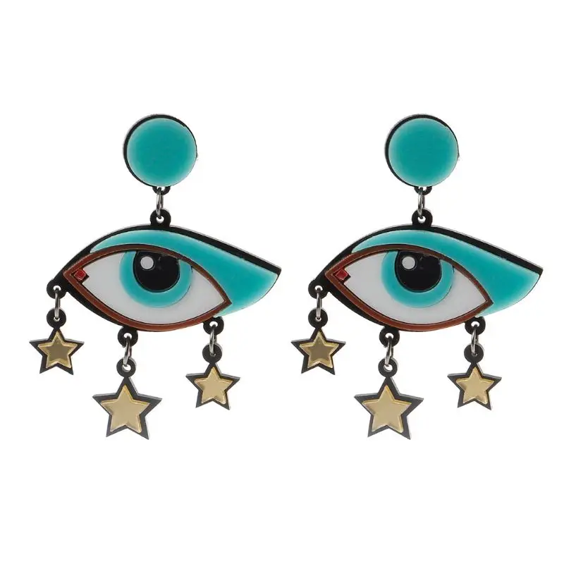 

Women Acrylic Big Cartoon Evil Eyes Star Dangle Drop Earrings Fashion Jewelry