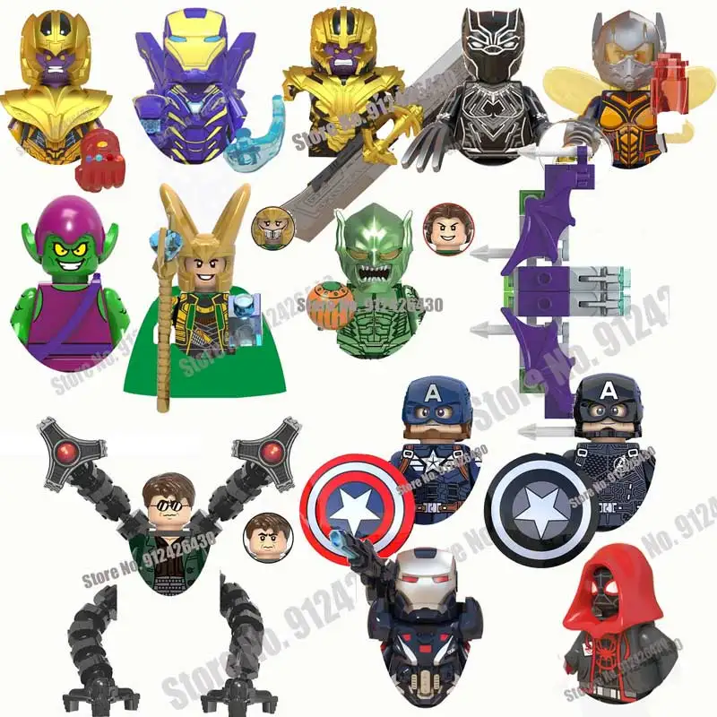 

Hot Toys Marvel Building Blocks Iron Man Mini Doctor Strange Hulk Thanos SpiderMan Venom Hawkeye Bricks Toys Figures