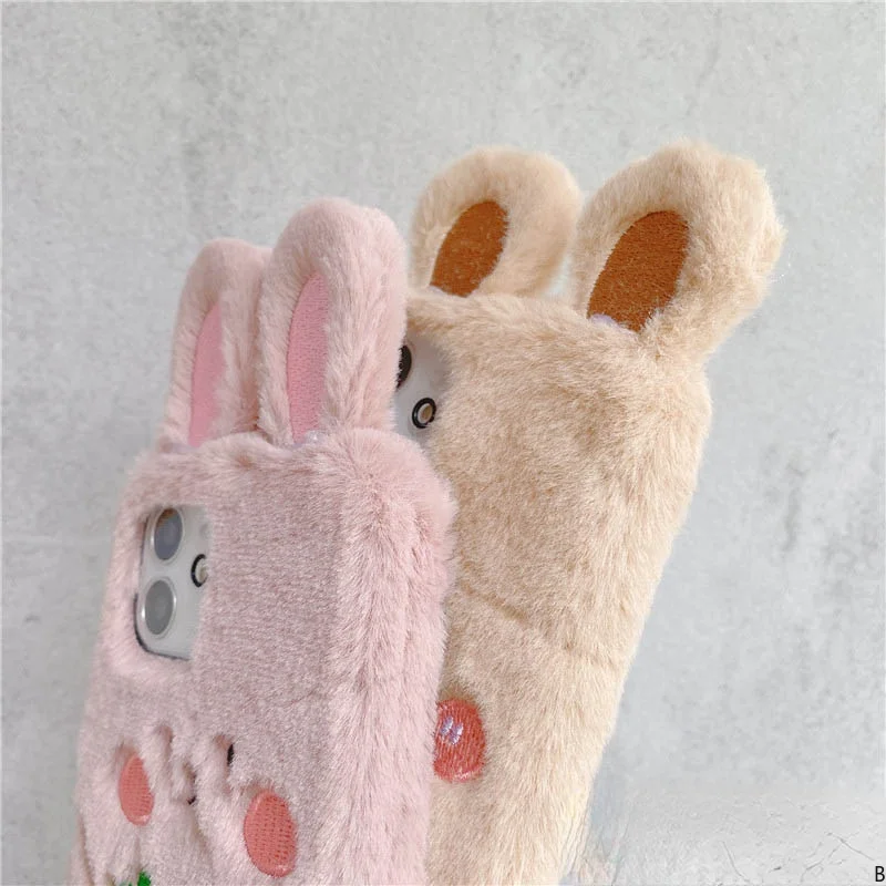 Милый плюшевый чехол для телефона с кроличьими ушками Xiaomi Redmi Note 10 Pro Max 10T 10S 9 8 7 9S 9T