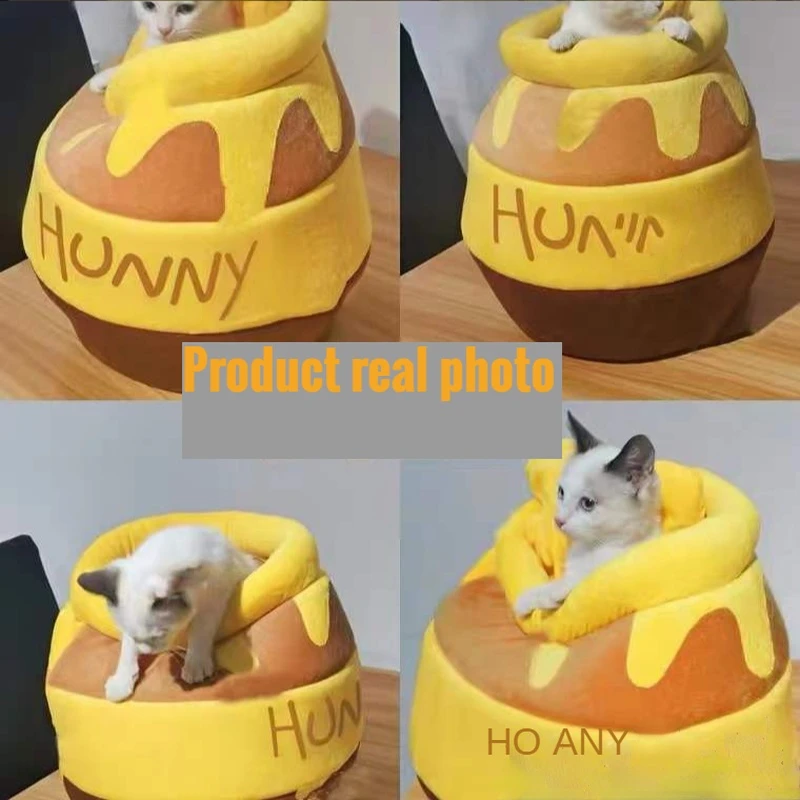 honey pot cat nest pet mat cat bed cute kawai plush warm bed pet house lovely puppy dinosaur shape dog bed donut dog blanket free global shipping