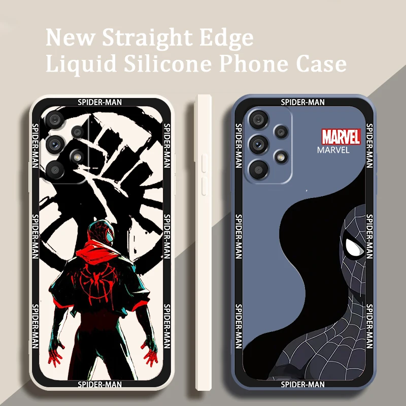 

Marvel Spiderman Superhero Liquid Rope Funda Phone Case For Samsung A73 A53 A33 A52 A32 A23 A22 A71 A51 A21S A03S A50 A30 5G