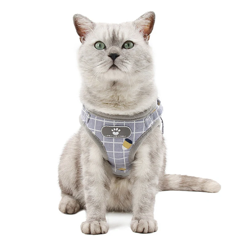 

Reflective Cat Harnesses for Dogs Plaid Mesh Dog Harness and Leash Set Comfortable Puppy Vest Breathable Pet Leashes Accessories