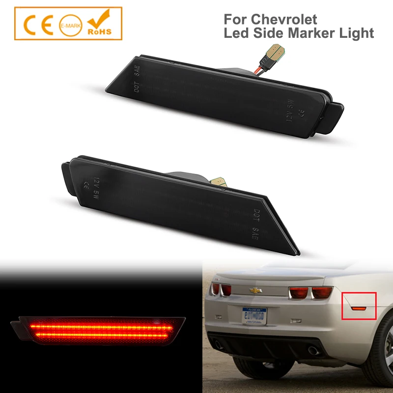 

2x Smoked Lens LED Side Marker Light Kit for Chevy 2010 2011 2012 2013 2014 2015 Camaro For Chevrolet Front/Rear Lamps Red/Amber