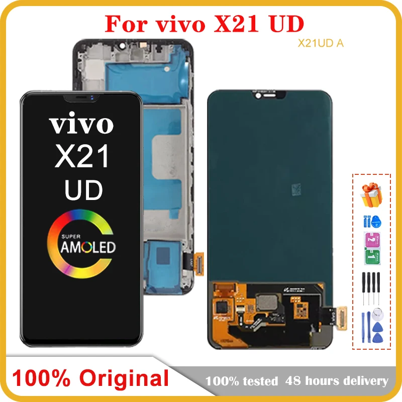 ЖК-дисплей 6,28 дюйма для VIVO X21 UD, дисплей с сенсорным экраном, дигитайзер, ЖК-дисплей в сборе, замена, ремонт телефона, 100% Протестировано