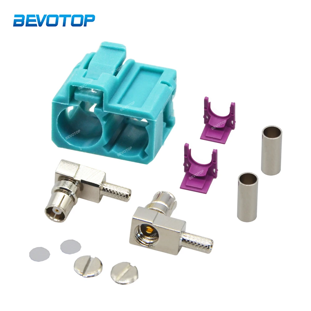 

BEVOTOP Dual Fakra Z Female Jack Twin Socket Double Fakra II SMB Connector 50 Ohm RF Coaxial Connectors for RG316 / RG174 Cable