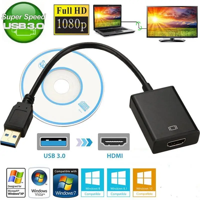 

USB 3.0 To HDMI-Compatible Video Adapter Full 1080P Converter For Computer Laptop External Graphics Card Conversion Line