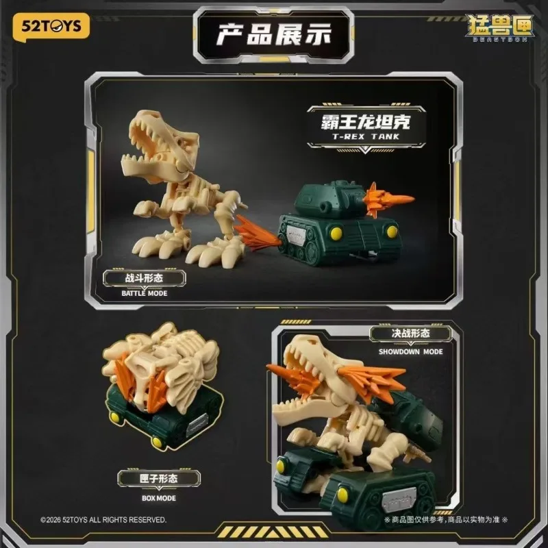 Фото В наличии 52TOYS Beastbox Primal Roar: трансформируемая игрушка, танк Ти-Рекс, мамонт, мотоцикл, коллекционная модель, игрушки, подарок. №4