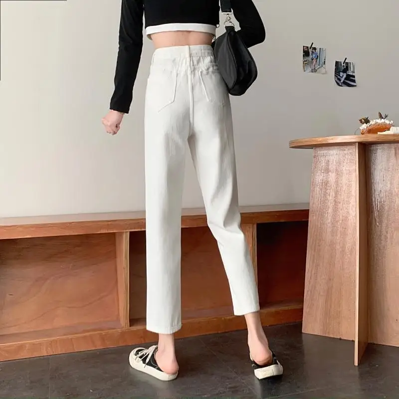 

N0678 New fashion all-match high waist slim nine-point harem pants jeans women