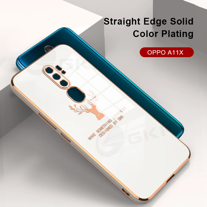 

GKK Plating Straight Edge Case For OPPO A5 A9 2020 A11 A11X Anti-knock Protection Silicone Cover For OPPO Find X3 Pro Case Coque