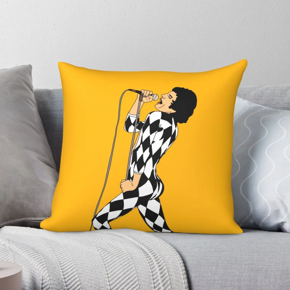 Квадратная наволочка Freddie Mercury полиэстер лен бархат узор молния Декор