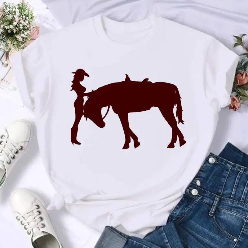 

Short Sleeve Animal Horse Love Sweet Print T Shirt Fashion Summer Women Female Casual Top Tshirts Cartoon Graphic Tee T-Shirt
