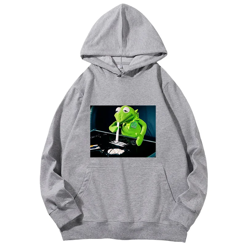 Frog Muppet Drug Hipster Funny Narcos graphic Hooded sweatshirts fashion Man sweatshirts Hooded Shirt streetwear Men's clothing