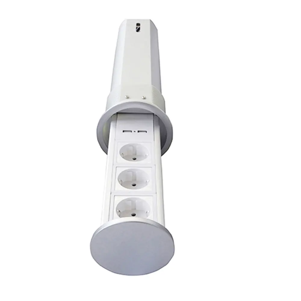 Пневматическая Выдвижная настольная розетка с USB-зарядкой и европейской вилкой |