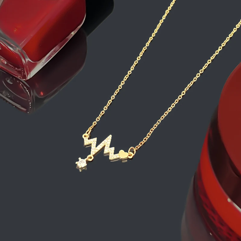 Женская цепочка с подвеской в виде ЭКГ из нержавеющей стали 316L |