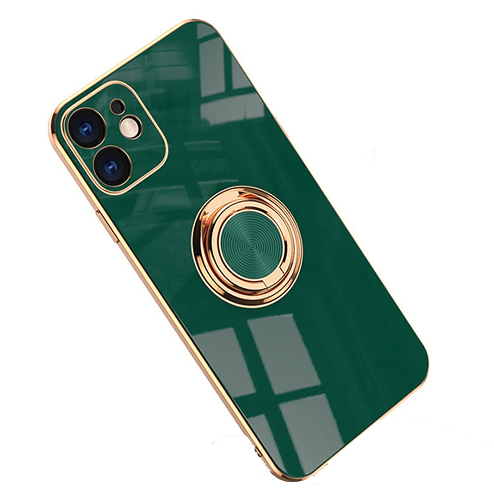 Мягкий чехол с гальваническим покрытием и откидной ножкой-кольцом для iPhone 13 14 12 11 XR XS X 8 7