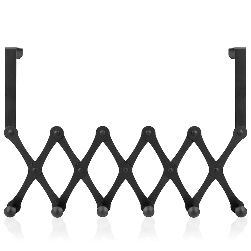 

Expandable Over The Door Hook Hanger, Over The Door Towel Rack With 6 Hooks For Hanging Coats/Robes/Hats/Clothes/Towels