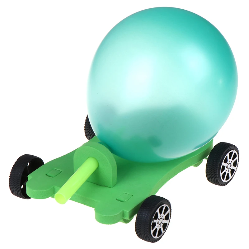 

Funny Balloon Powered Car Toy Cartoon Inflator Aerodynamic Vehicle Color Assorted Kids Educational Handhold Travel Toy