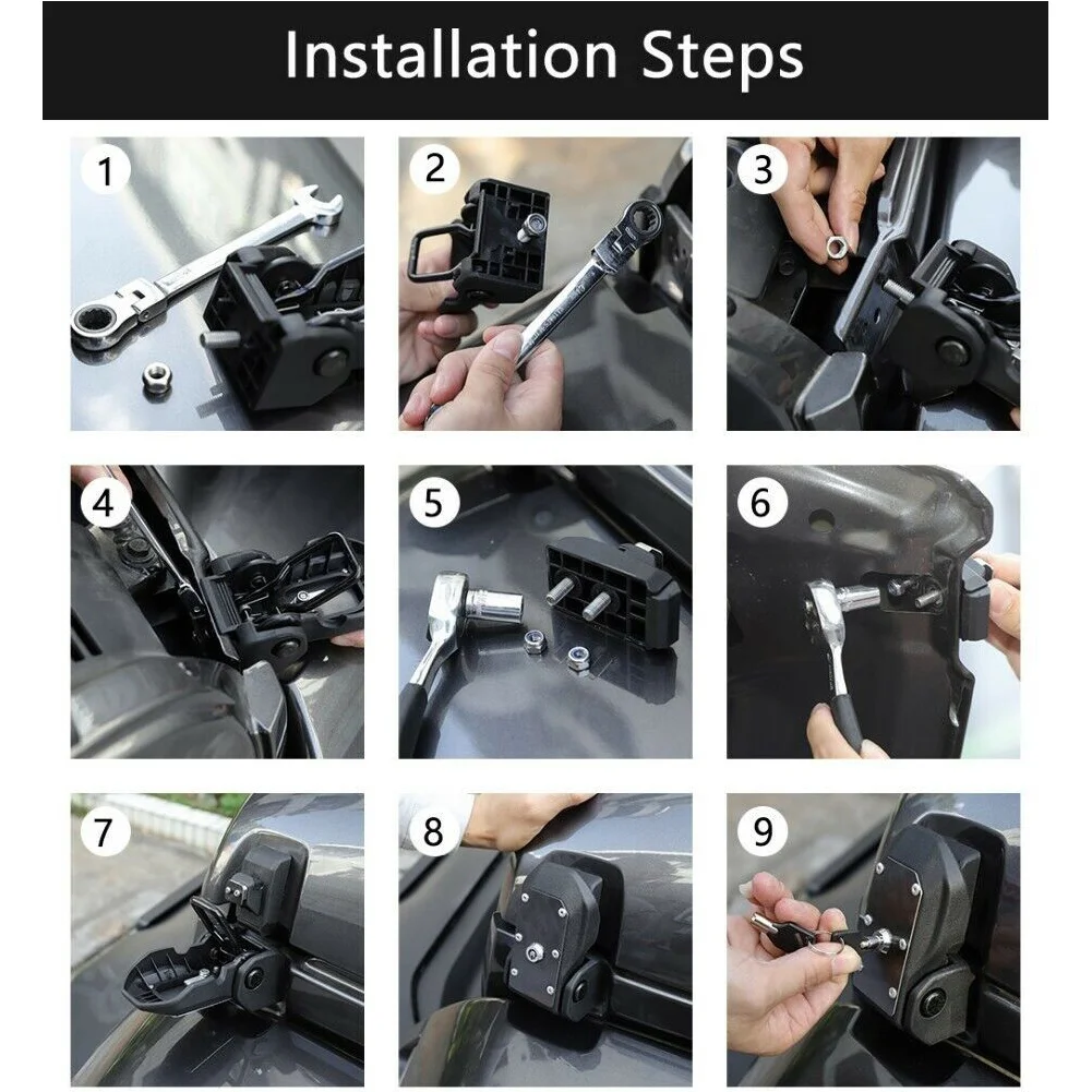 1Pair Black Auto Engine Lock Hood Latches Catch For Jeep Wrangler JL 2018-2023 Gladiator JT 2018-2022 Car Accessories