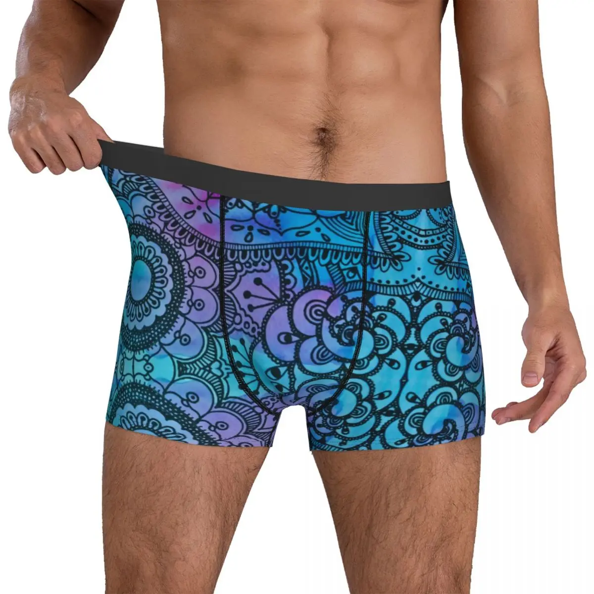 

Tie Dye Hippie Underwear Vintage Print Breathable Underpants Printed Shorts Briefs 3D Pouch Men Plus Size Boxer Shorts