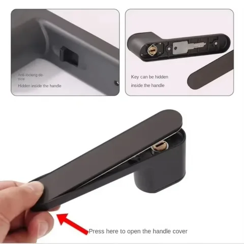 Минималистичный магнитный дверной замок с одной ручкой, черный/серый, бесшумный экологический дверной замок с ключом из цинкового сплава для спальни, домашнего офиса