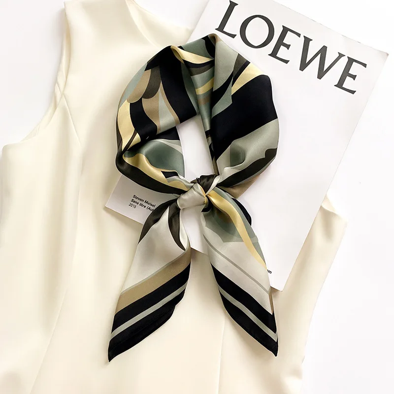 

100% Real Silk Scarf Lady Hair band Square Shawl Satin Bag Scarves Head Wrap for Women Bandana Neckerchief Female Hijab Headband