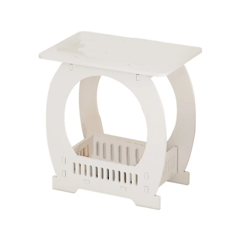 Цельный торцевой столик узкая прикроватная тумбочка белая с полкой для хранения